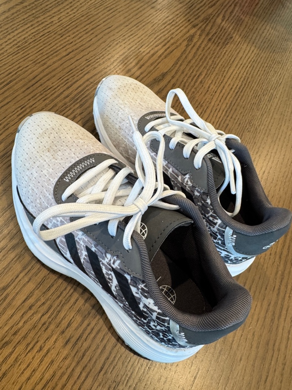 Adidas Kids and Gray Patterned Golf Shoes